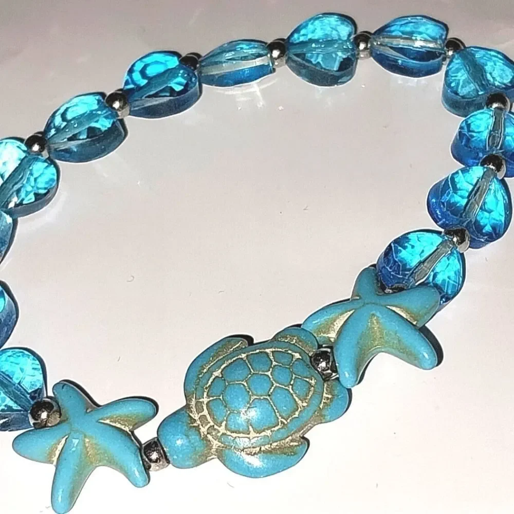 Girls Turtle starfish charm bracelet - Picture 6 of 8